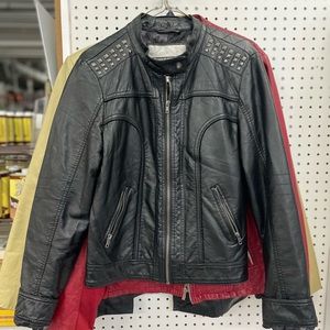 Black faux leather studded shoulders Jacket by Maurices. Sz M Black